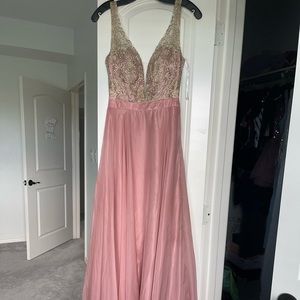 Pink w/ gold prom dress